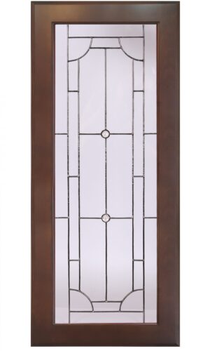 Casoria wood-framed door with clear geometric decorative leaded glass insert for a stylish touch.
